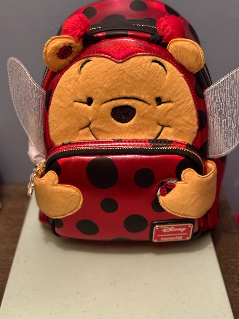 Loungefly Disney Pooh Ladybug Mini Backpack - Red & Black